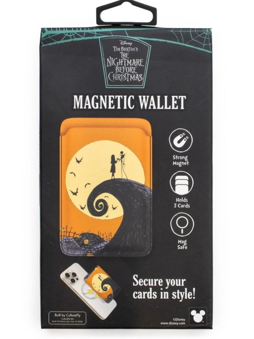 CultureFly Magnetic MagSafe Wallet Nightmare Before Christmas Jack & Sally Hill